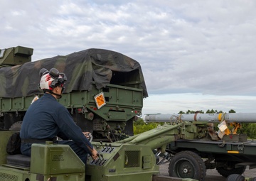 U.S. Marines with Marine Attack Squadron 223 prepare AV-8B Harriers for ordnance training