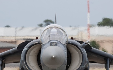 U.S. Marines with Marine Attack Squadron 223 prepare AV-8B Harriers for ordnance training