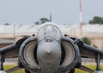 U.S. Marines with Marine Attack Squadron 223 prepare AV-8B Harriers for ordnance training