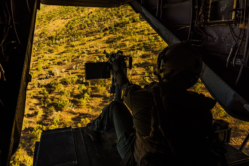 MRF-D 25.3: U.S. Marines conduct live-fire training on MV-22B Ospreys