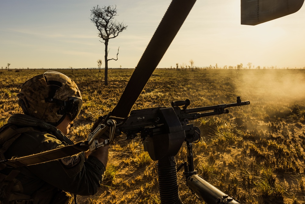 MRF-D 25.3: U.S. Marines conduct live-fire training on MV-22B Ospreys