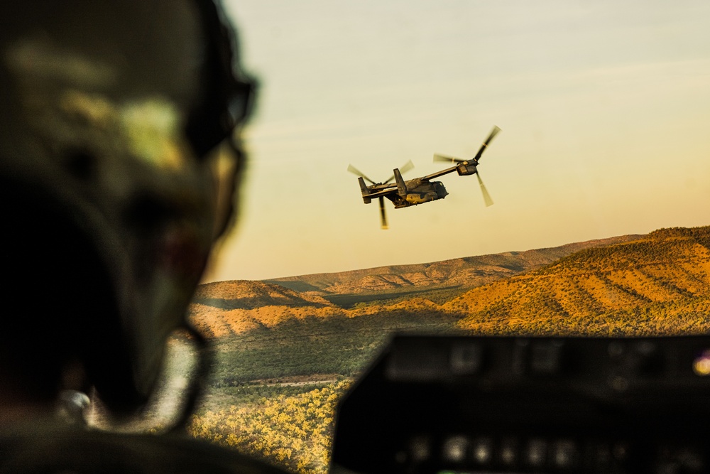 MRF-D 25.3: U.S. Marines conduct live-fire training on MV-22B Ospreys