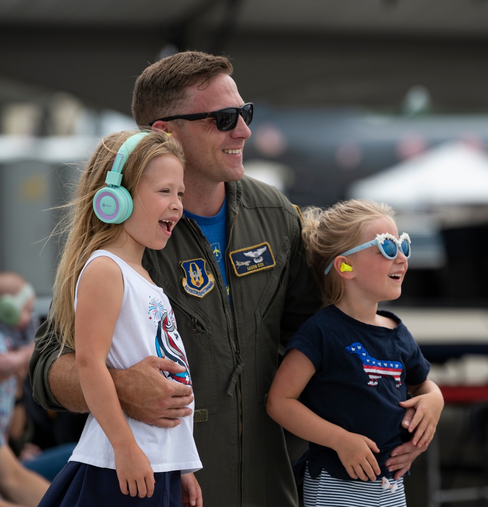 U.S. Airmen take in the action at the 2025 Fort Wayne Air Show