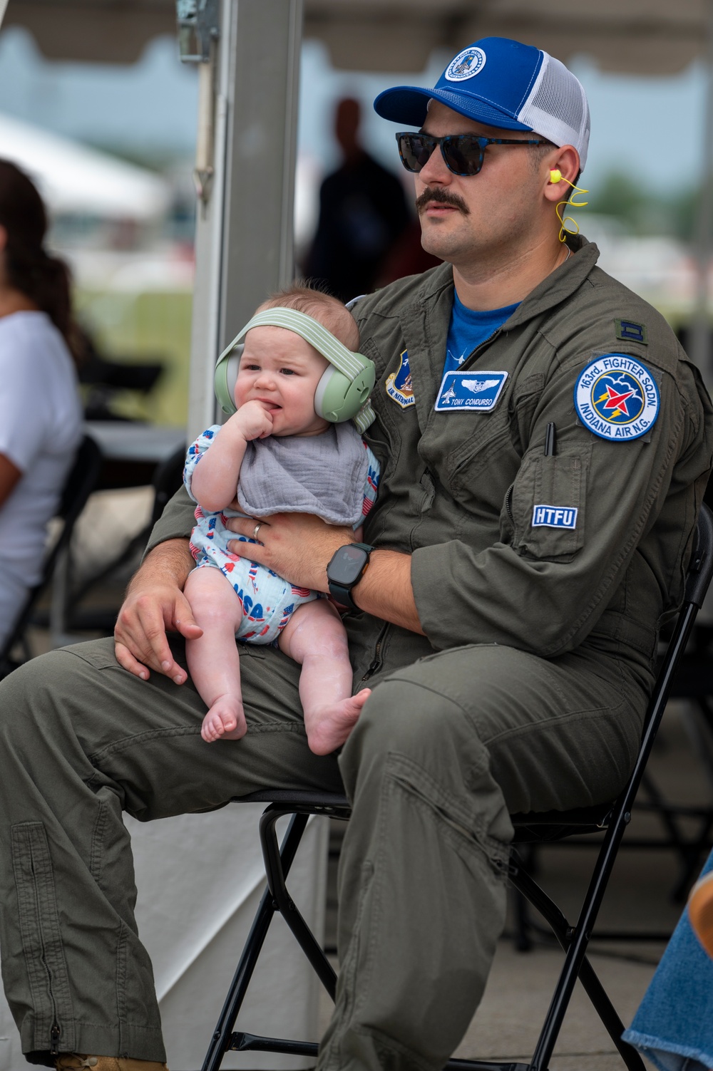 U.S. Airmen take in the action at the 2025 Fort Wayne Air Show
