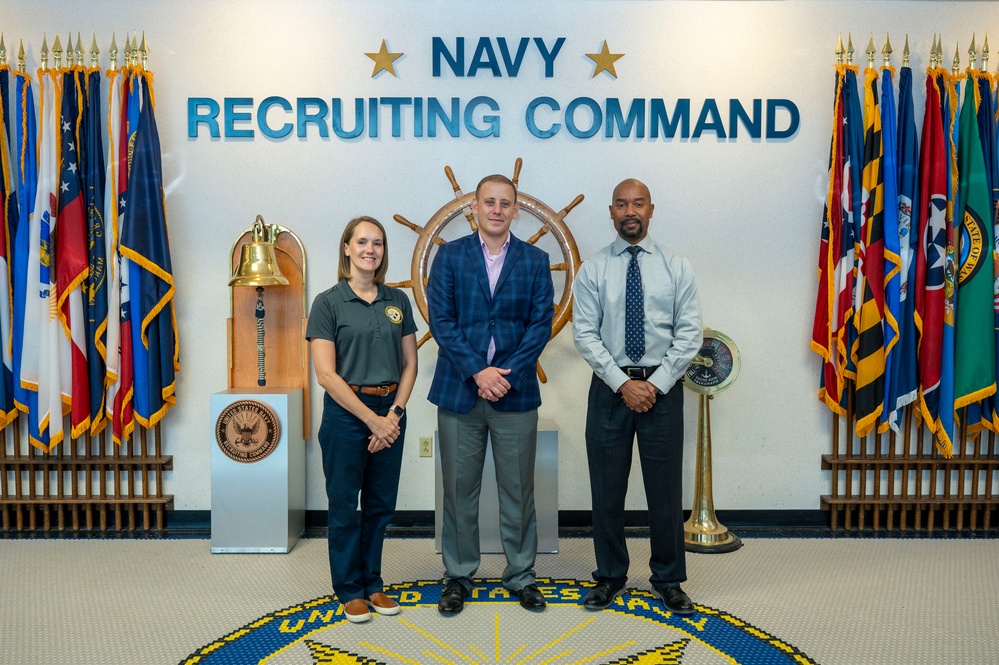 Eamon Spiegel, acting director, resource management division/acting comptroller, Bureau of Naval Personnel,  visits Navy Recruiting Command Headquartered