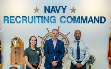 Eamon Spiegel, acting director, resource management division/acting comptroller, Bureau of Naval Personnel,  visits Navy Recruiting Command Headquartered