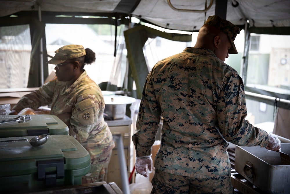Joint effort between Marines and 770th, 771st Field Feeding Teams