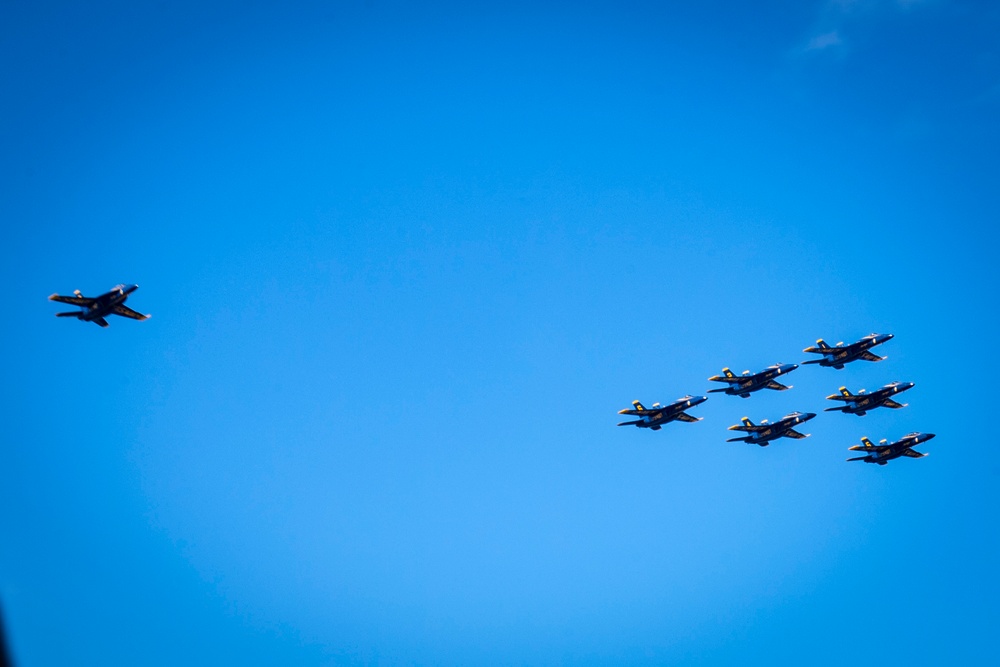 Blue Angels fly over USS Carl Vinson