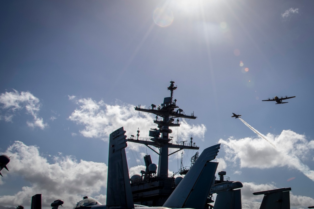 Blue Angels fly over USS Carl Vinson