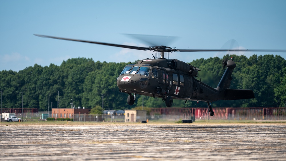 Airmen participate in simulated medical evacuation during Northern Strike 25-2