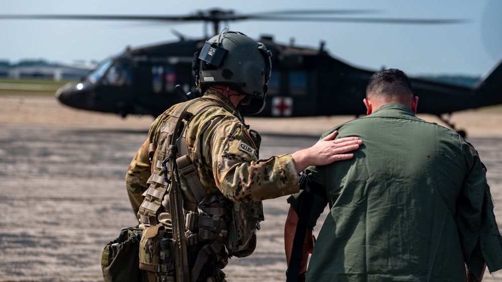 Airmen participate in simulated medical evacuation during Northern Strike 25-2
