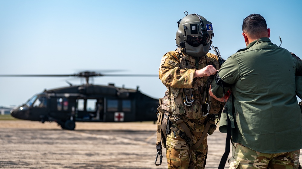 Airmen participate in simulated medical evacuation during Northern Strike 25-2