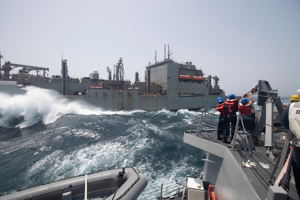 USS Higbee Conducts Replenishment-at-Sea with USNS Cesar Chavez