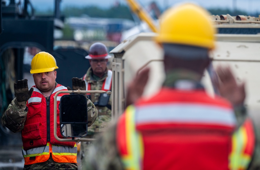 U.S. Soldiers conduct port opening operations during Arctic Edge 2025