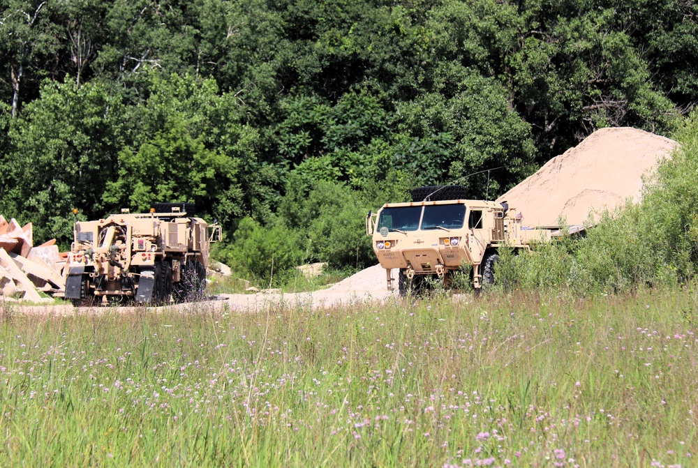 Soldiers from multiple engineer units associated with Army Reserve’s 389th Engineer Battalion train at McCoy in July 2025