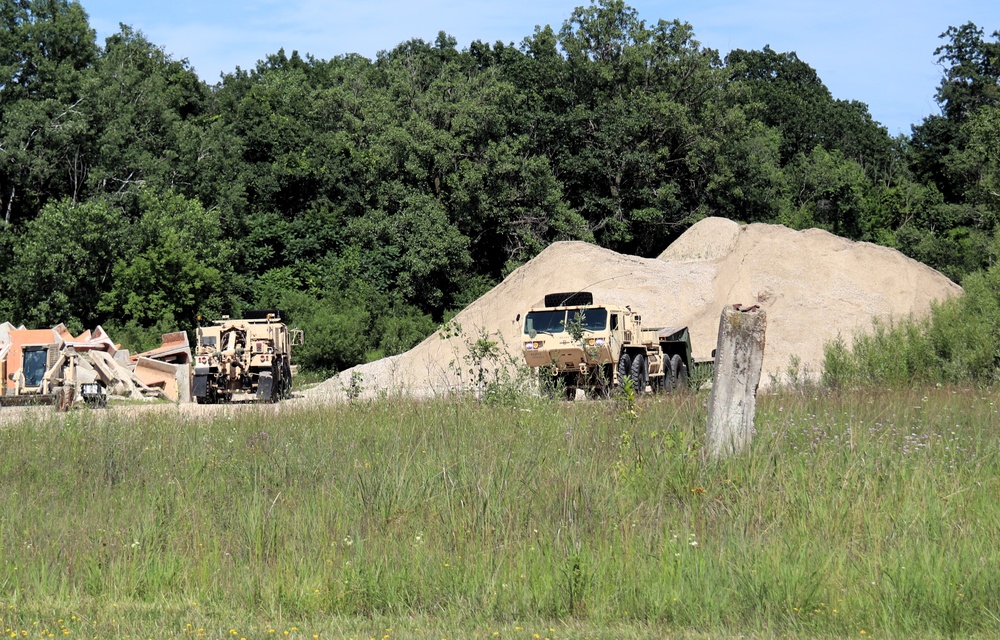 Soldiers from multiple engineer units associated with Army Reserve’s 389th Engineer Battalion train at McCoy in July 2025