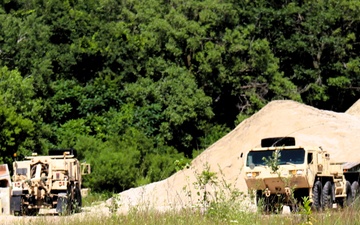 Soldiers from multiple engineer units associated with Army Reserve’s 389th Engineer Battalion train at McCoy in July 2025