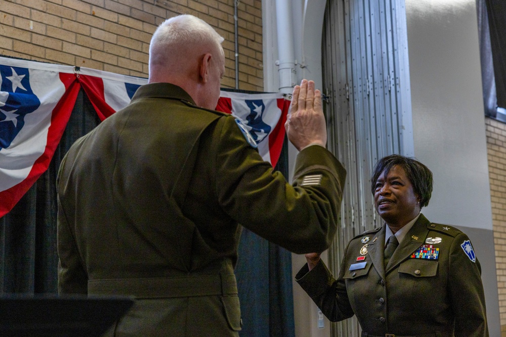 The South Carolina National Guard conducts a ceremony to recognize the promotion of U.S. Army Col. Linda J. Riedel to brigadier general.