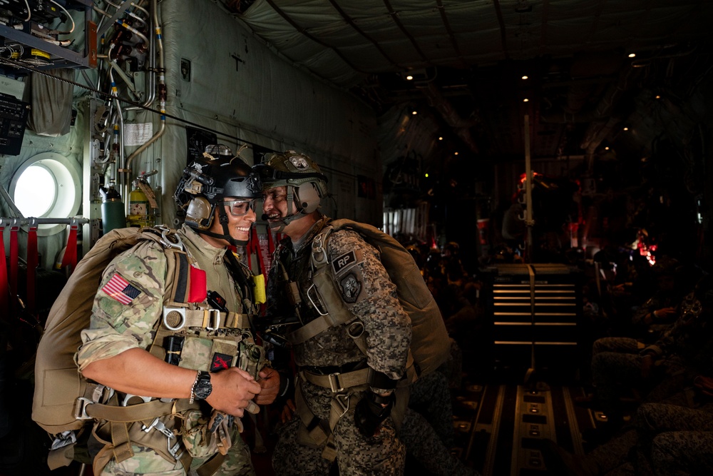 71st Rescue Squadron conducts a joint free fall jump