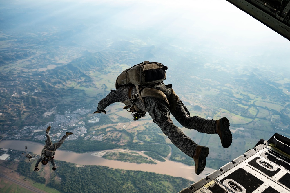 71st Rescue Squadron conducts a joint free fall jump