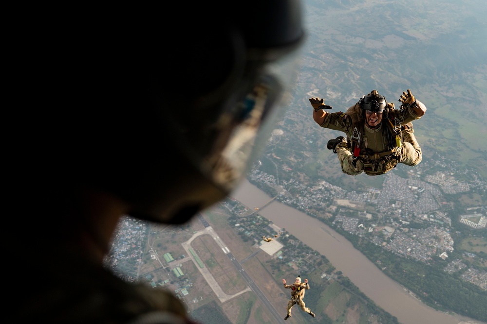 71st Rescue Squadron conducts a joint free fall jump