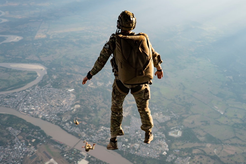 71st Rescue Squadron conducts a joint free fall jump