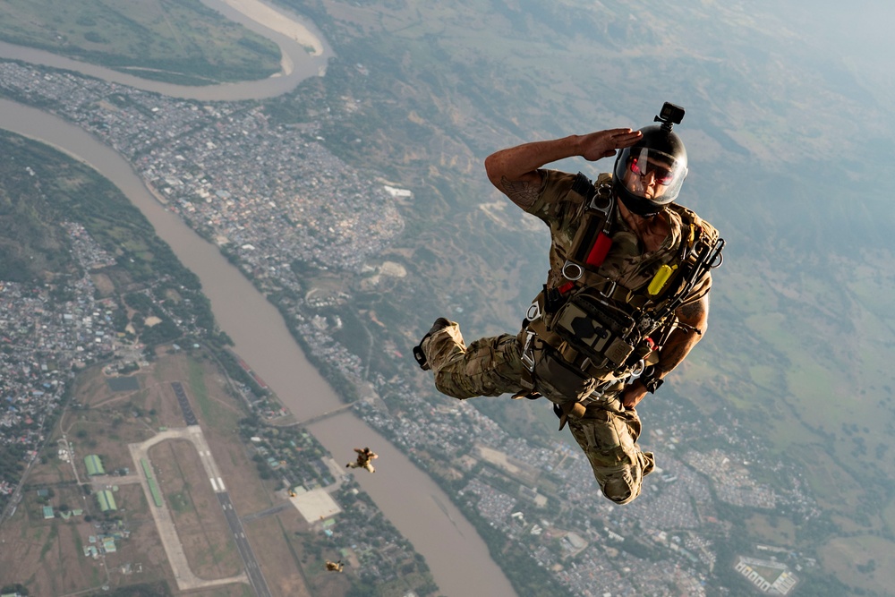 71st Rescue Squadron conducts a joint free fall jump