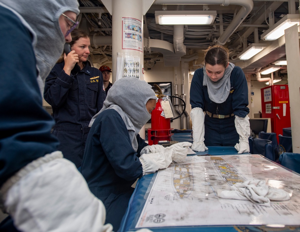 USS Higbee Sailors Conduct Damage Control Drills