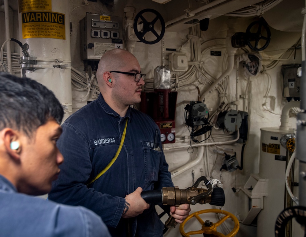 USS Higbee Sailors Conduct Damage Control Drills