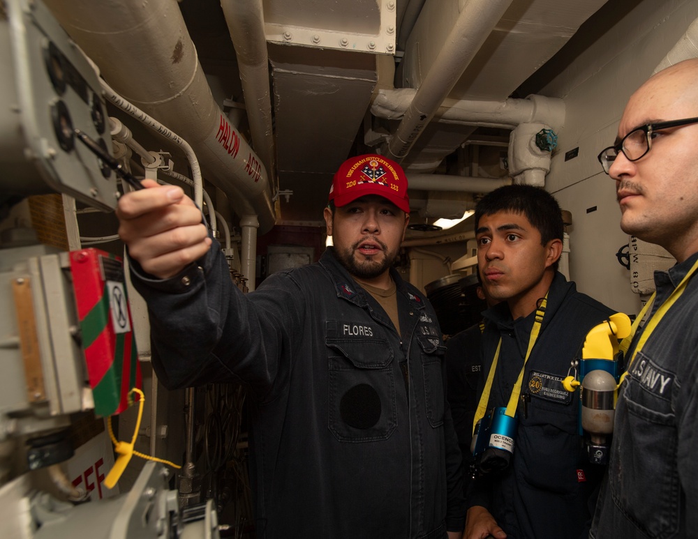 USS Higbee Sailors Conduct Damage Control Drills