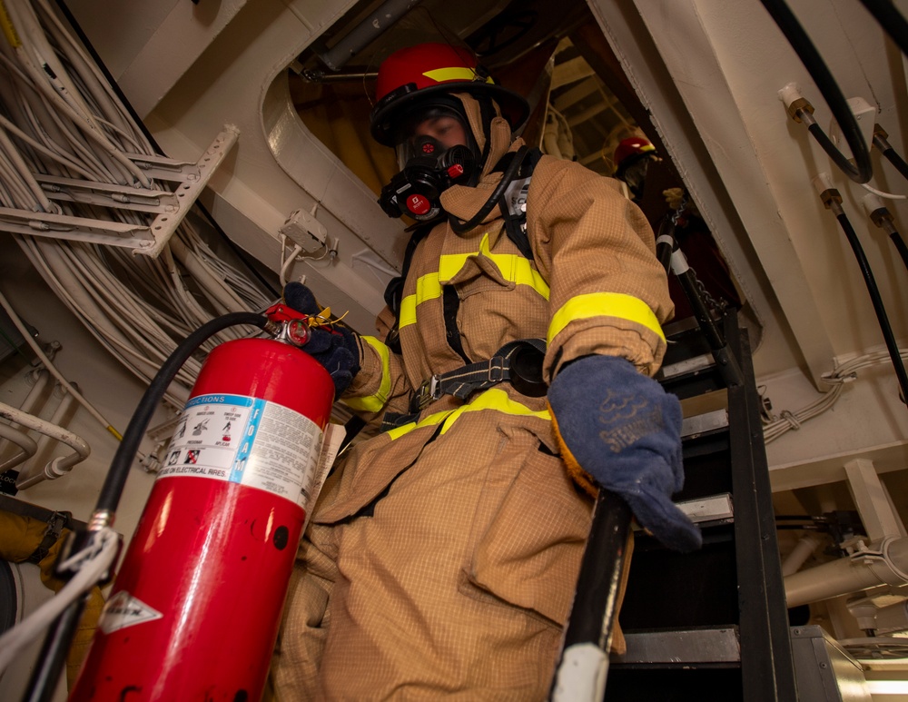 USS Higbee Sailors Conduct Damage Control Drills