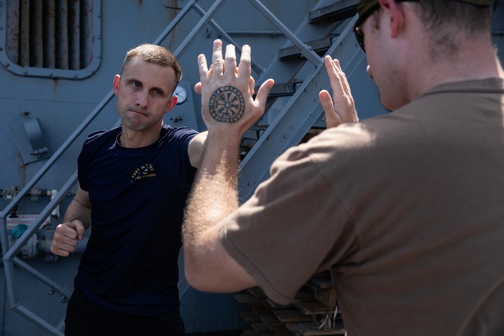 USS Wayne E. Meyer conducts operations in the U.S. Central Command area of responsibility as part of the Carl Vinson Carrier Strike Group