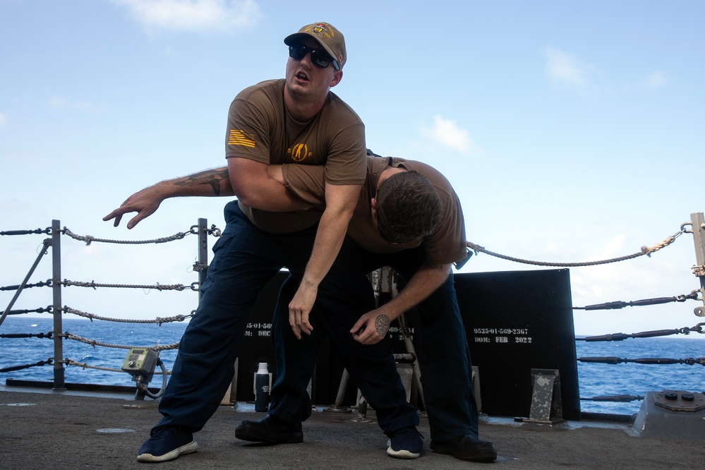 USS Wayne E. Meyer conducts operations in the U.S. Central Command area of responsibility as part of the Carl Vinson Carrier Strike Group