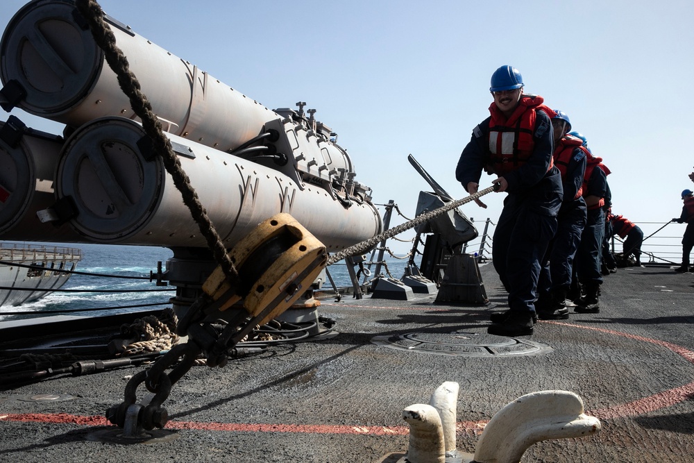 USS Wayne E. Meyer conducts operations in the U.S. Central Command area of responsibility as part of the Carl Vinson Carrier Strike Group