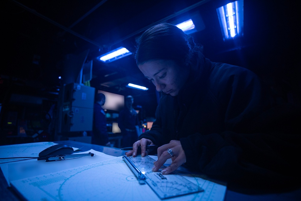 USS Wayne E. Meyer conducts operations in the U.S. Central Command area of responsibility as part of the Carl Vinson Carrier Strike Group