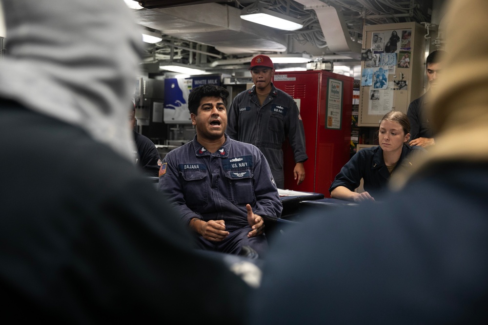 USS Wayne E. Meyer conducts operations in the U.S. Central Command area of responsibility as part of the Carl Vinson Carrier Strike Group