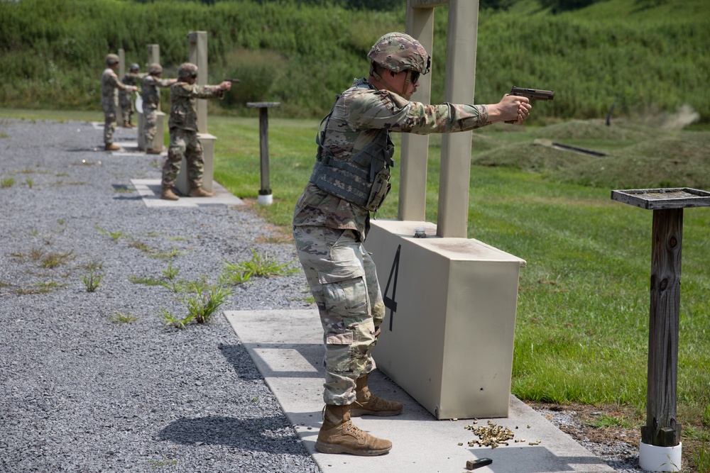 Command Sgt. Maj. Hammack Shoot Off competitors are tested with M9 marksmanship
