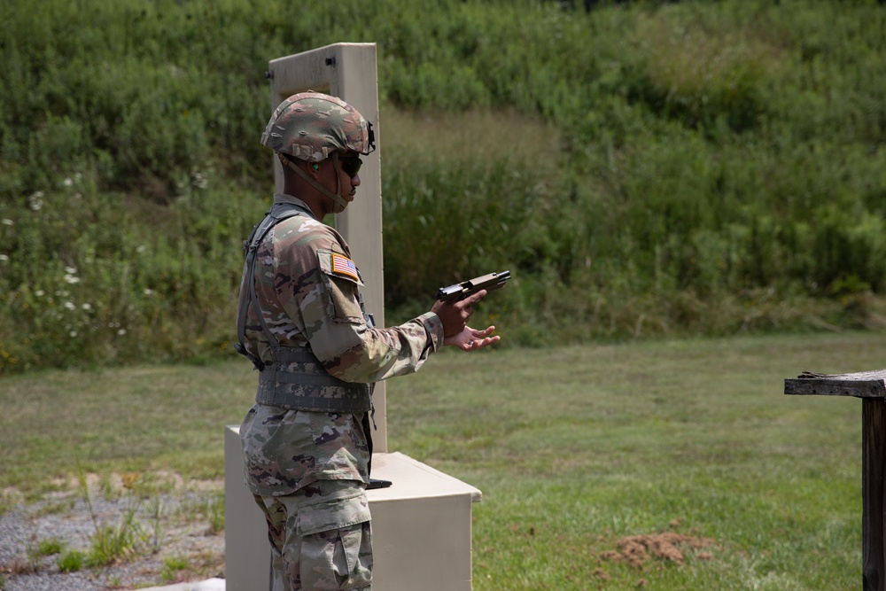 Command Sgt. Maj. Hammack Shoot Off competitors are tested with M9 marksmanship