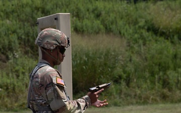 Command Sgt. Maj. Hammack Shoot Off competitors are tested with M9 marksmanship
