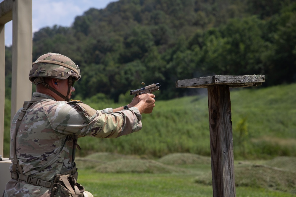 Command Sgt. Maj. Hammack Shoot Off competitors are tested with M9 marksmanship