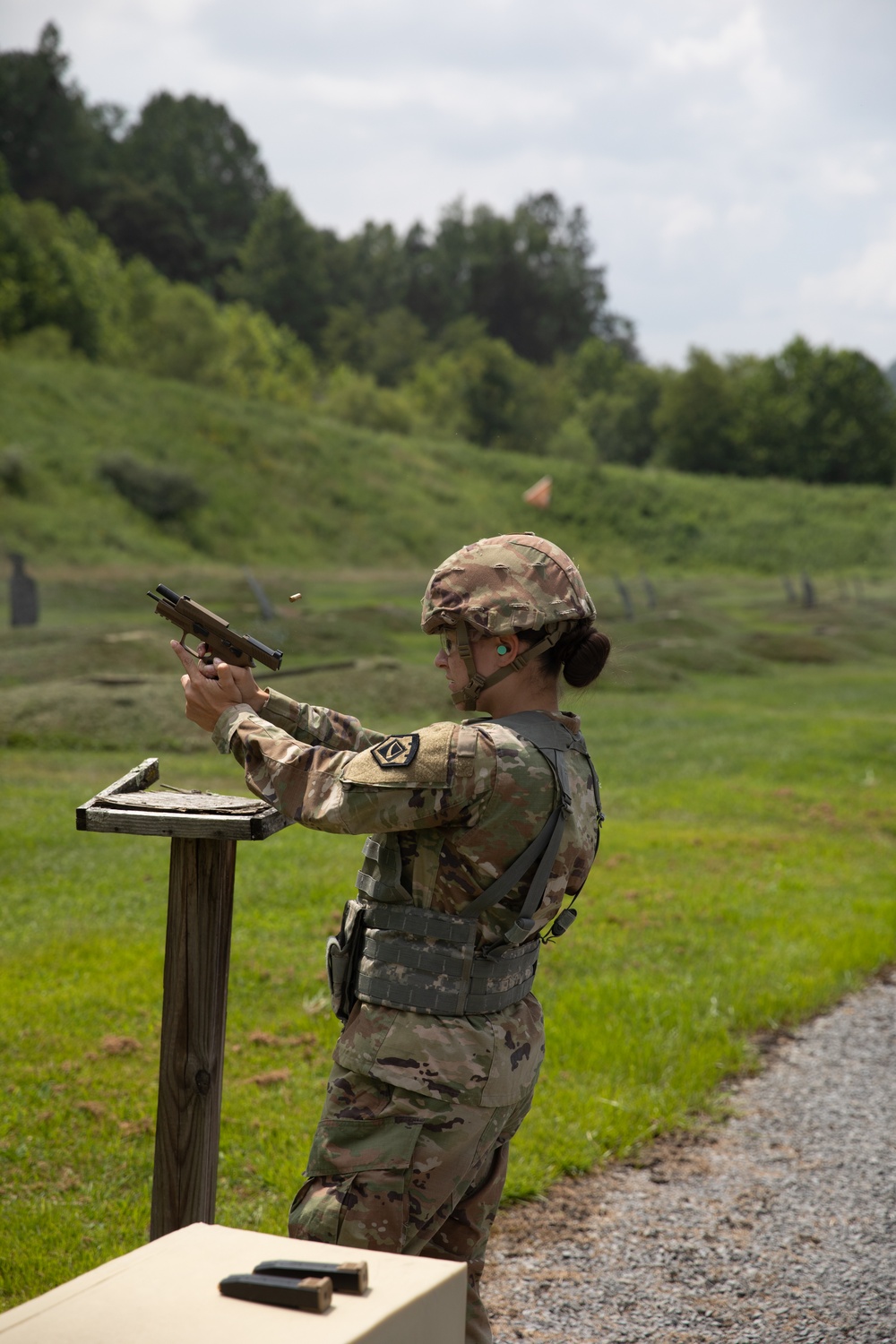 Command Sgt. Maj. Hammack Shoot Off competitors are tested with M9 marksmanship