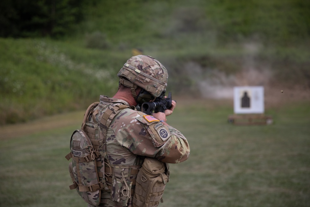 Cmd. Sgt. Maj. Hammack Shoot Off Competitors are tested with dominant and non-dominant hand M4 marksmanship