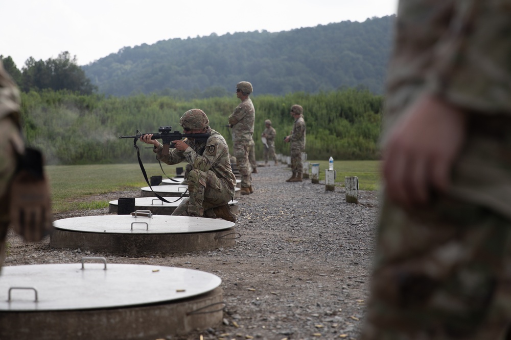 Cmd. Sgt. Maj. Hammack Shoot Off Competitors are tested with dominant and non-dominant hand M4 marksmanship
