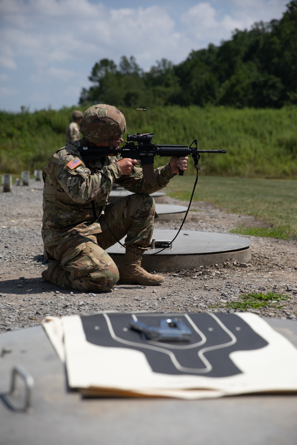 1092nd Engineer Battalion Cmd. Sgt. Maj. Hammack Shoot Match competitors are physically tested with a stress shoot