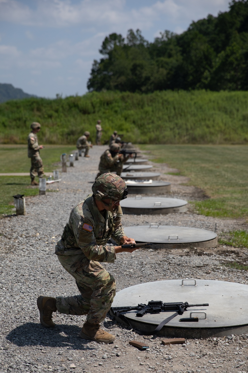1092nd Engineer Battalion Cmd. Sgt. Maj. Hammack Shoot Match competitors are physically tested with a stress shoot