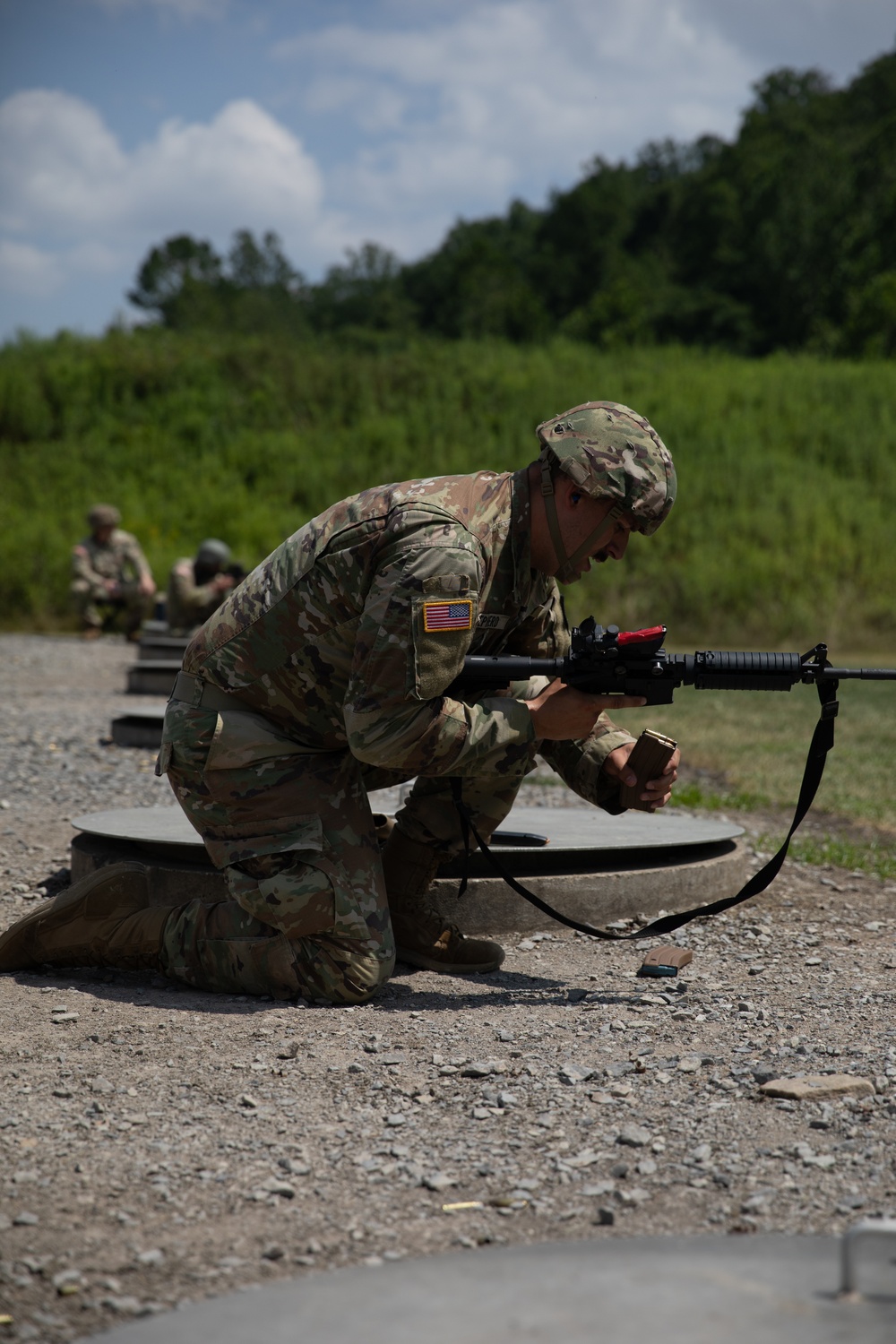 1092nd Engineer Battalion Cmd. Sgt. Maj. Hammack Shoot Match competitors are physically tested with a stress shoot