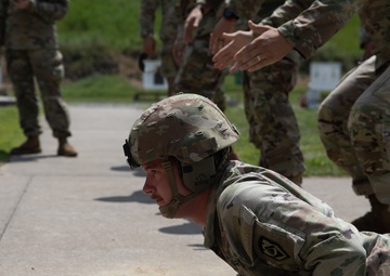 1092nd Engineer Battalion Cmd. Sgt. Maj. Hammack Shoot Match competitors are physically tested with a stress shoot