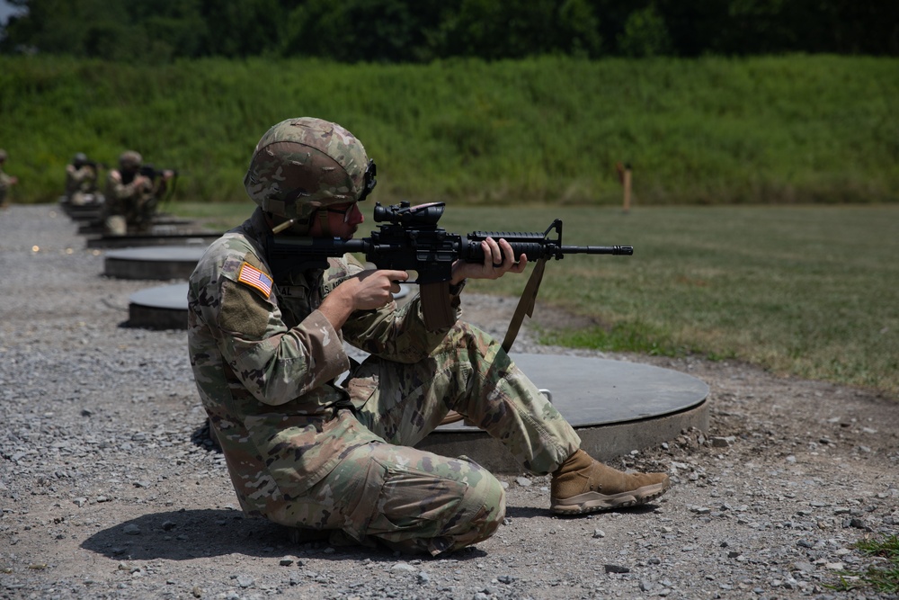 1092nd Engineer Battalion Cmd. Sgt. Maj. Hammack Shoot Match competitors are physically tested with a stress shoot