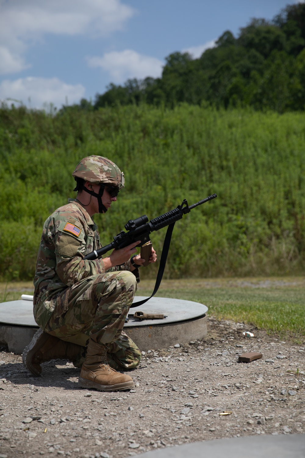 1092nd Engineer Battalion Cmd. Sgt. Maj. Hammack Shoot Match competitors are physically tested with a stress shoot