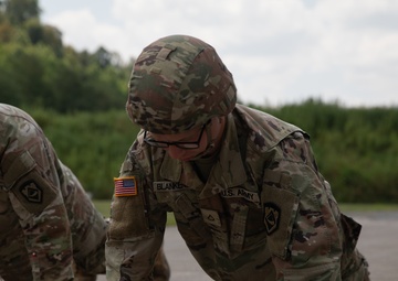 1092nd Engineer Battalion Cmd. Sgt. Maj. Hammack Shoot Match competitors are physically tested with a stress shoot